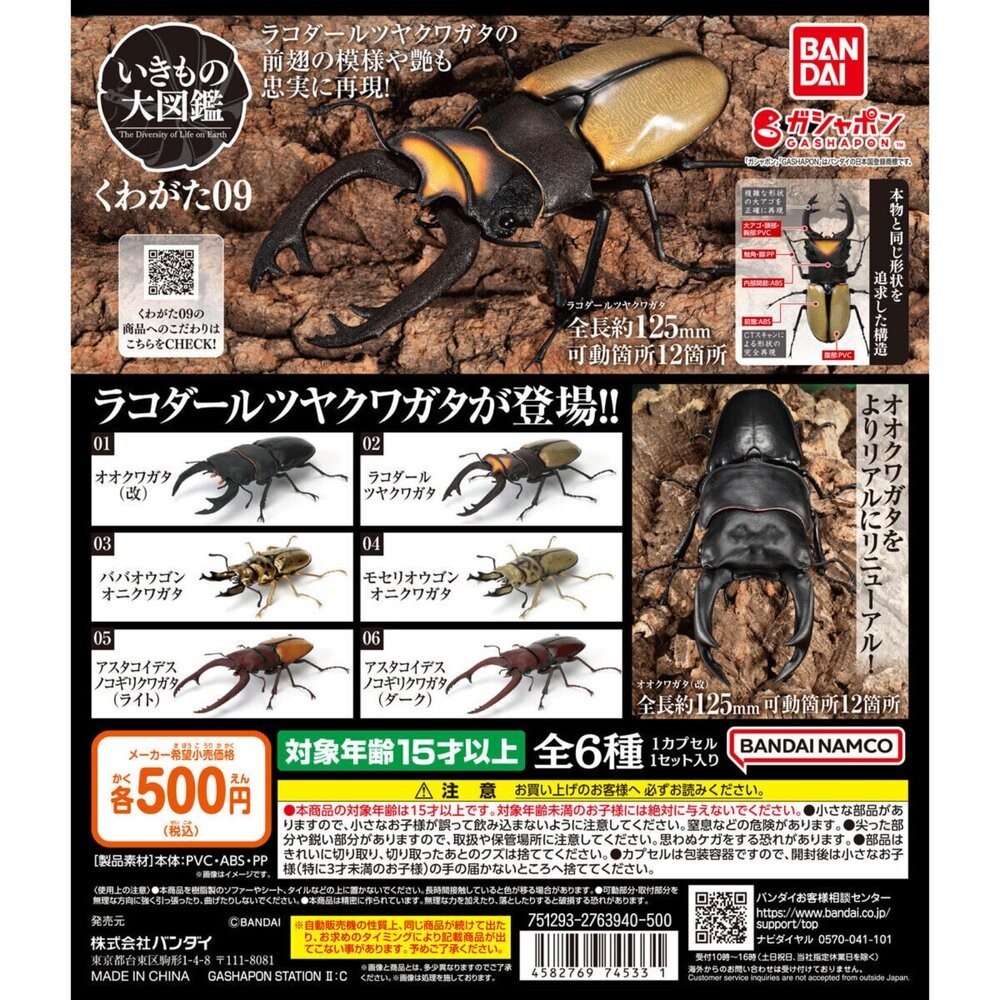 🔥現貨🔥生物大圖鑑 鍬形蟲09 萬代 扭蛋 轉蛋 甲蟲 昆蟲 泰國黃金鬼 日本大鍬形蟲 拉可達爾鬼艷鍬 兩點赤 兩點鋸《