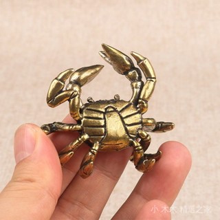 臺灣出貨/黃銅實心螃蟹桌麵擺件辦公室茶桌裝飾網紅橫財將軍純銅茶寵工藝品 0 1 7 5