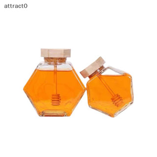 Attact 六角玻璃蜂蜜瓶帶蜜罐攪拌棒密封透明果醬罐廚房家用收納 100ML/220ML/380ML TW