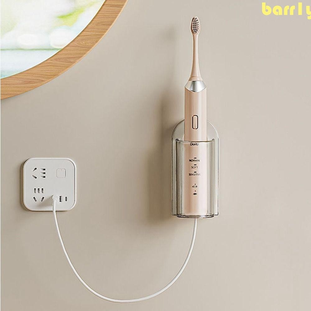 BARR1Y牙科用具收納架,透明壁掛式電動牙刷架,實用免打孔節省空間塑料牙刷收納盒用於浴室
