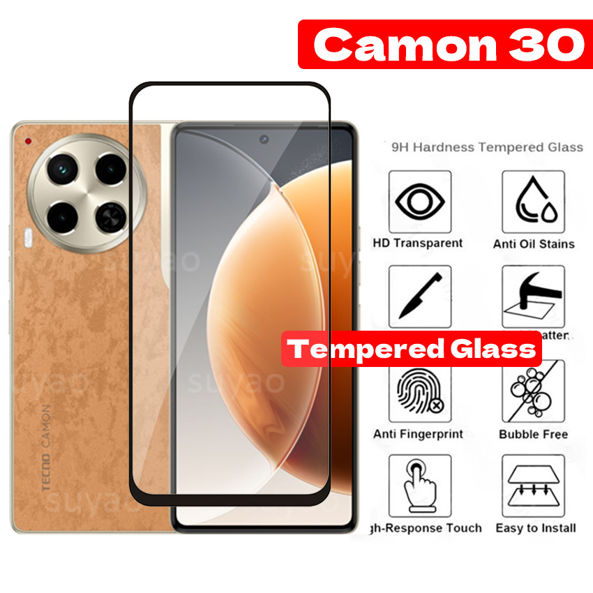 適用於 Tecno Camon 30 Premier 5G 4G 2024 手機玻璃鋼化全膠屏幕保護膜相機 Camon3