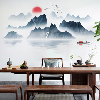 旅康CH69088山高水長水墨畫山水畫家居客廳電視背景牆面美化裝飾