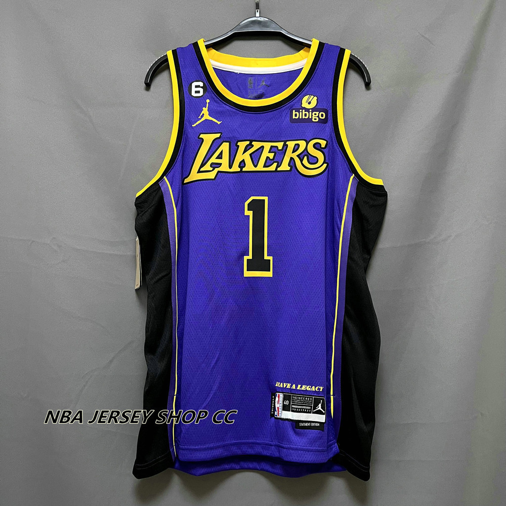 男式全新原創 NBA 洛杉磯湖人隊 #1 D'angelo Russell 紫色球衣 2022-23 宣言版 Swing