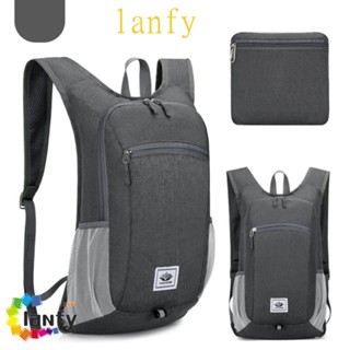 LANFY可折疊背包,加厚20L帆布背包,時尚螢光帶重型拉鍊體育Daypack旅行