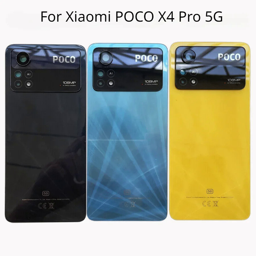 XIAOMI 適用於小米 POCO X4 Pro 5G 後蓋玻璃電池蓋後殼門殼面板帶相機鏡頭更換