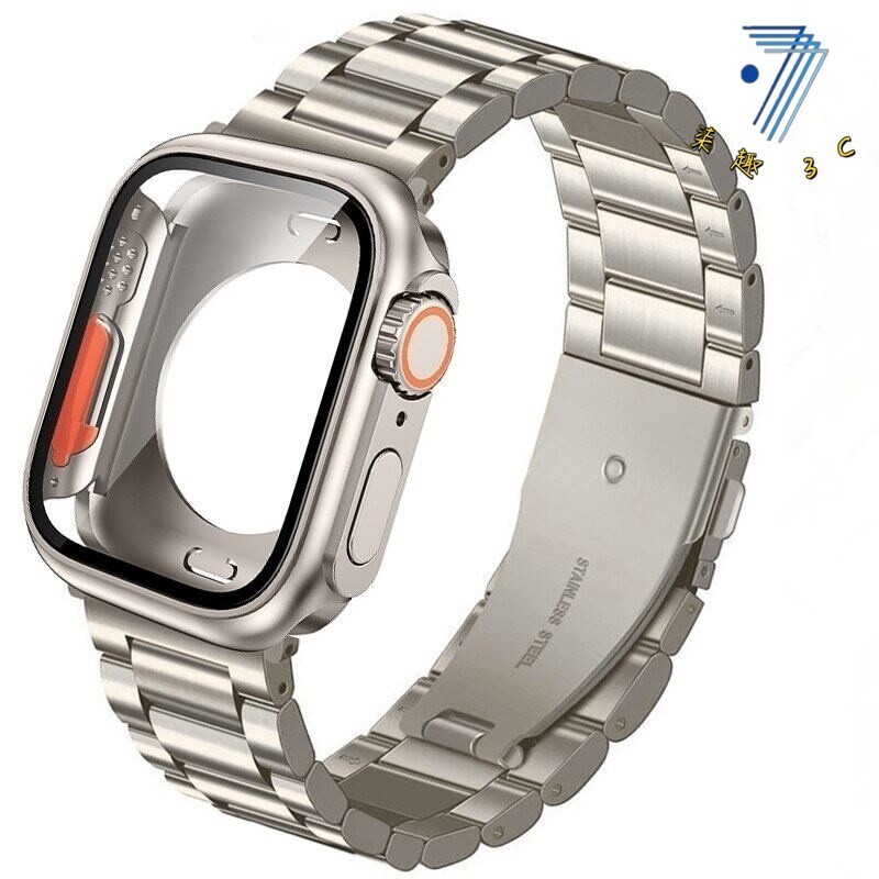 不銹鋼金屬錶帶+保護殼 適用於 Apple Watch S11 10 9 SE3 44/45/49MM 42/46MM