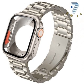 套裝 不銹鋼金屬錶帶+保護殼 適用於Apple Watch S9 S8 S7 S6 SE 40/41/44/45MM