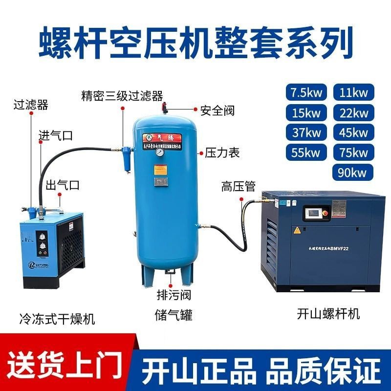 【臺灣專供】高壓永磁變頻螺桿式空壓機充氣泵7.515/37KW高壓工業級空氣壓縮機