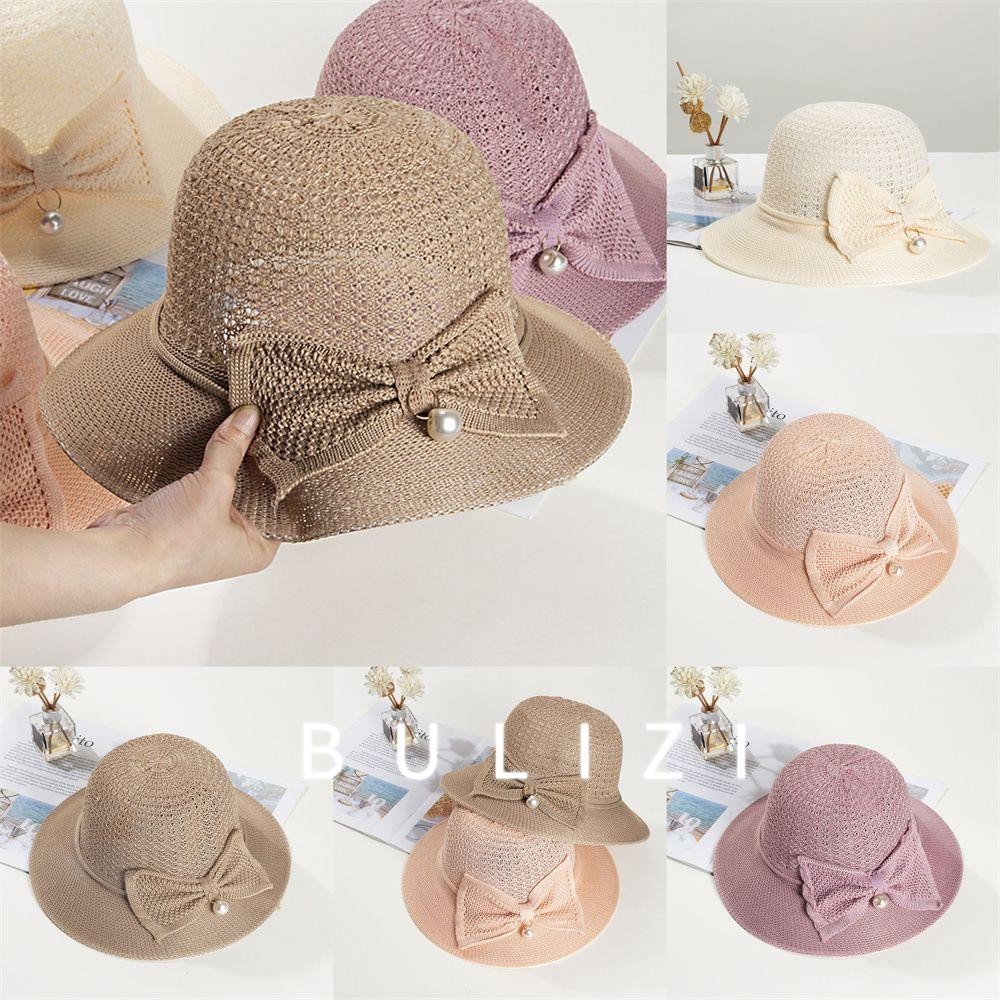 BULIZI太陽帽婦女旅行大帽檐弓透氣可折疊草帽