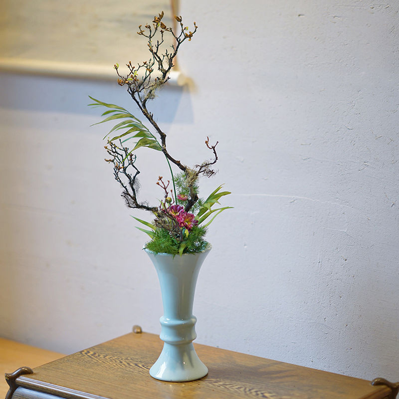 好品質日式池坊教學專用花器 手工陶瓷白色白釉花瓶插花禪意 生花立花