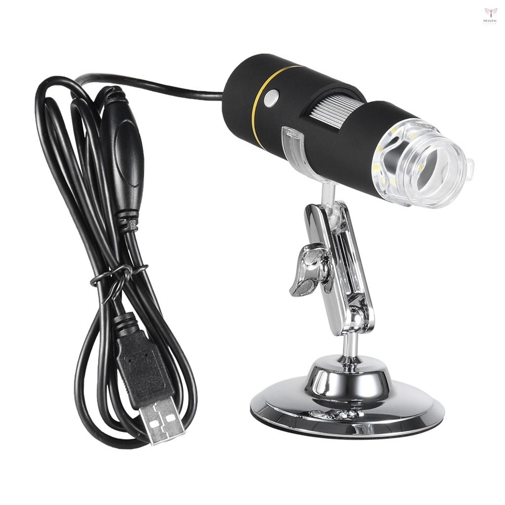 1000x 放大 USB 數碼顯微鏡帶 OTG 功能內窺鏡 8-LED 燈放大鏡放大鏡帶支架