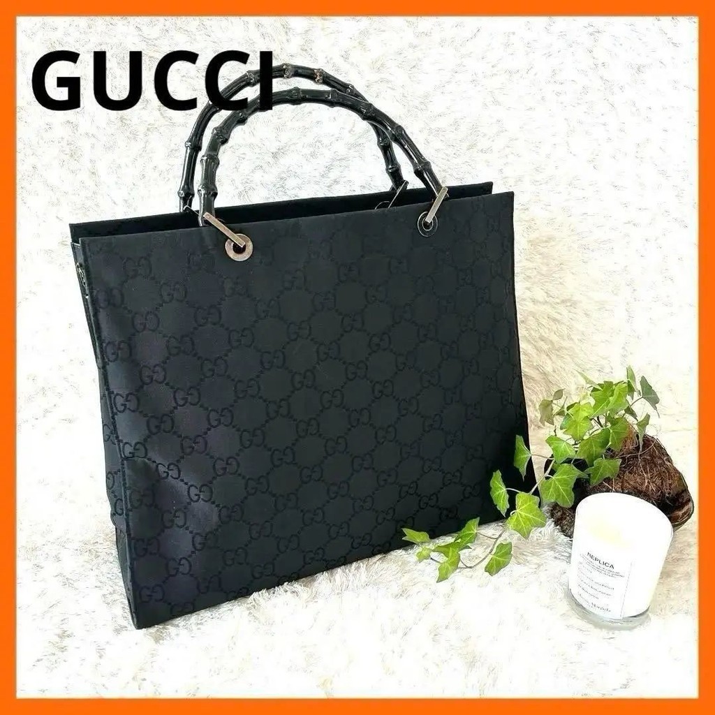 GUCCI 古馳 托特包 竹節系列 黑色 mercari 日本直送 二手