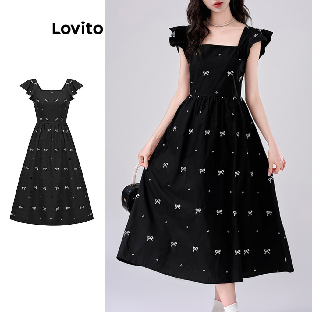 Lovito 女士優雅幾何圖案連身裙 L85AD135