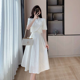 新中式改良旗袍洋裝子女夏季2024年新款小個子氣質高級感套裝裙