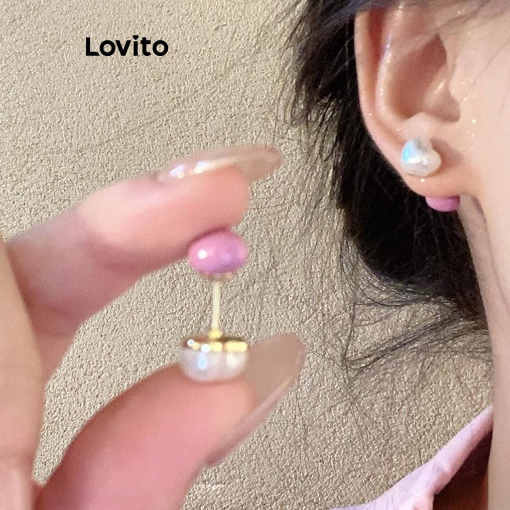 Lovito 女士休閒 心形 心型耳環 LFA23329