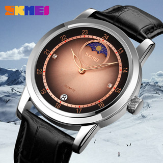 SKMEI 9300太陽紋錶盤月相星辰石英男士手錶 時尚防水日曆皮帶手錶男