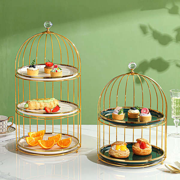 鳥籠甜品架英式下午茶三層架點心盤擺盤置物架蛋糕架子多層果盤架