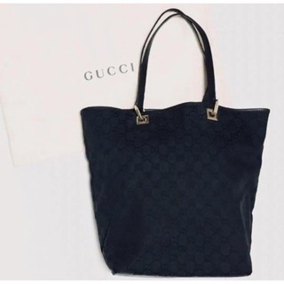 GUCCI 古馳 托特包 GG Canvas 帆布 黑色 日本直送 二手