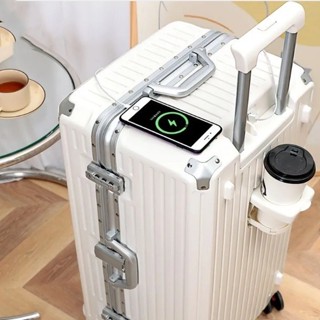 胖胖箱 鋁框行李箱 20吋登機箱 五輪減震胖胖行李箱 USB充電口杯架 旅行箱24吋26吋28吋行李箱 出國 密碼拉桿箱