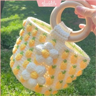 [Vlovelife]手工包包 手作 手作包包 DIY編織包包 DIY手工鉤針包包 送女友可愛鉤針鳳梨包 毛線材料包d