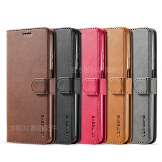 小牛紋商務插卡翻蓋保護皮套 適用於三星Note10+ Note10Lite Note9 簡約純色皮套 防摔手機殼