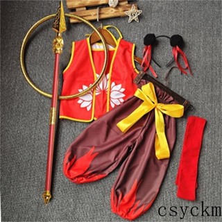 臺灣現款哪吒魔童降世衕款衣服兒童角色扮演cos錶演服裝攝影服裝哪吒道具