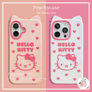 3D卡哇伊愛心蝴蝶結 Hello Kitty 手機殼相容 iPhone 16 15 14 13 Pro Max軟矽膠外殼