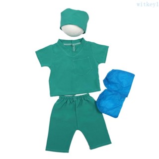 Wit寶寶攝影道具醫生製服帽子t恤拍照裝新生兒拍照衣服時尚連體褲嬰兒套裝