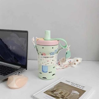 陶瓷保溫杯 陶瓷杯 HOOMEY糖果保溫杯女陶瓷內膽吸管水杯學生隨行咖啡杯冰霸杯女顏值