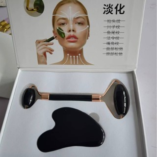 玉石滾輪臉部按摩套裝雙頭金屬手動美容臉部放鬆器推臉用具批髮