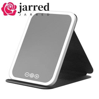 JARRED 旅行化妝鏡,可折疊 3 色照明模式 LED 燈桌面鏡,多功能可調光便攜式 PU 皮革觸控式螢幕梳妝鏡女