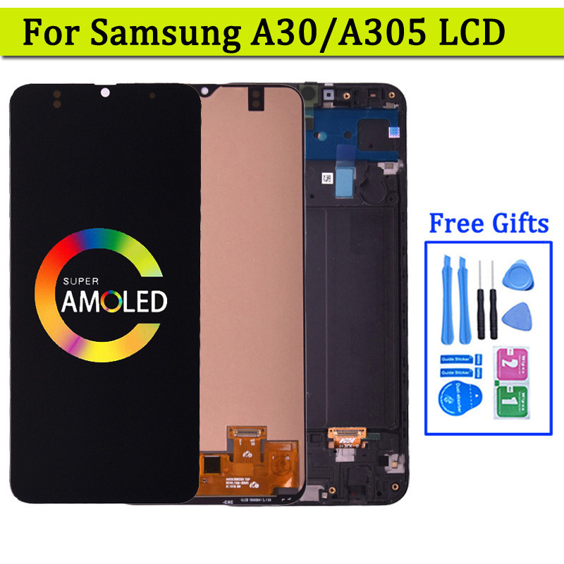 SAMSUNG Super Amoled 適用於三星 A30 LCD 顯示屏,帶觸摸屏數字化儀組件 A305/DS A3