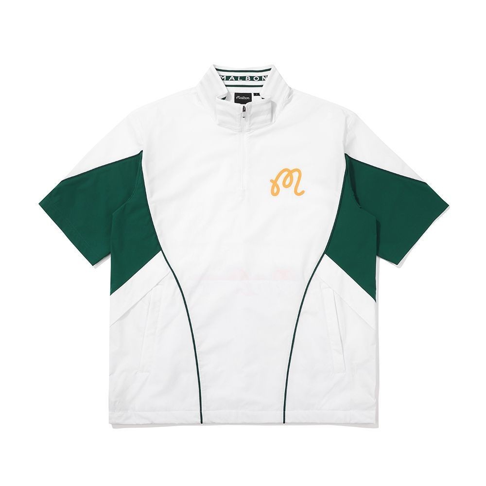 24新款韓國原單高爾夫服裝MALBON條紋輕薄運動拼接短袖夾克風衣