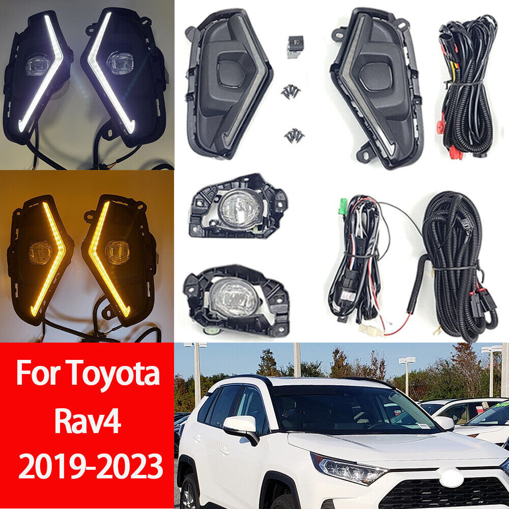 1 對 LED 霧燈轉向信號套件,帶裝飾線束,適用於豐田 Rav4 2019-2023
