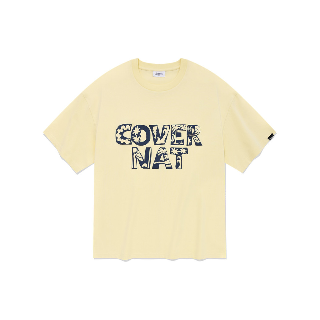 [COVERNAT] 男女同款字母印花休閒百搭短袖T恤 (淺黃色)[H8]