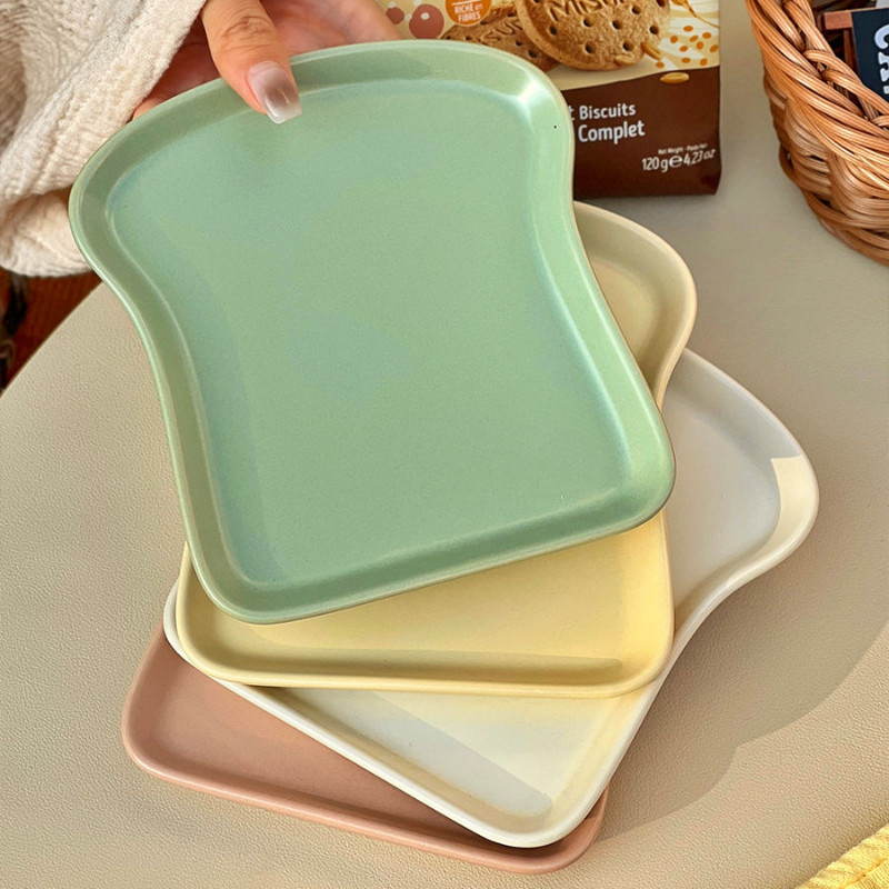 WindSing居家生活 ins風吐司盤子可愛家用陶瓷奶油色餐具高顏值早餐盤甜品蛋糕盤子