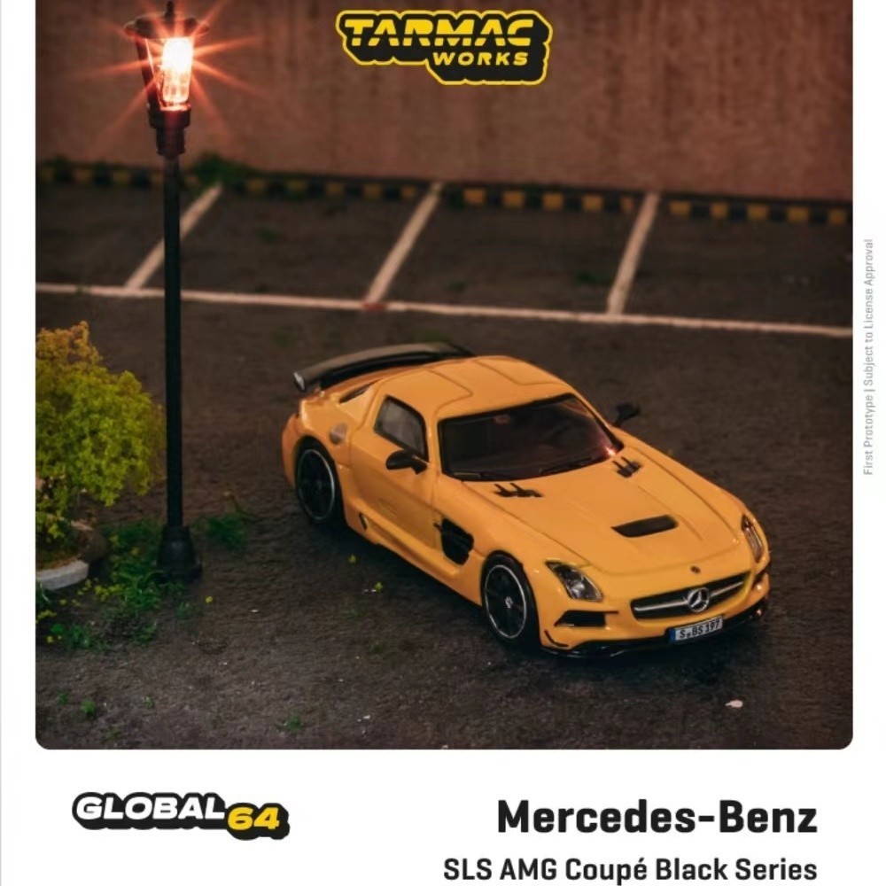 1:64 TW Tarmac Works 賓士 SLS AMG 黃色 白色 合金汽車模型