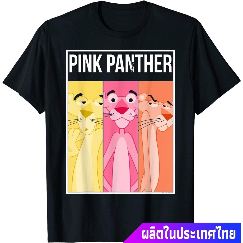 卡通Pink Panther粉紅豹/頑皮豹圖案男士百分百純棉圓領短袖T恤