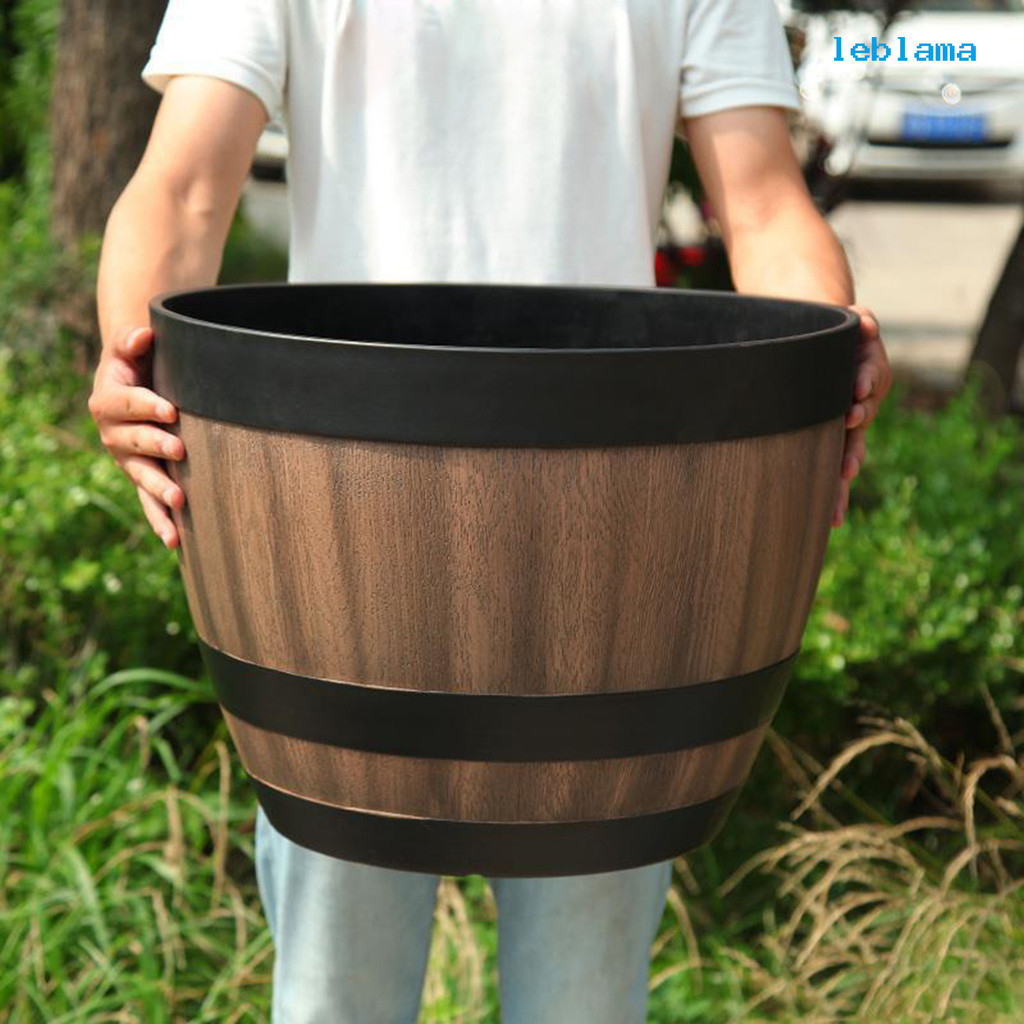 [LBA]仿木桶塑膠花盆特價處理樹脂加厚陽臺庭院復古花盆