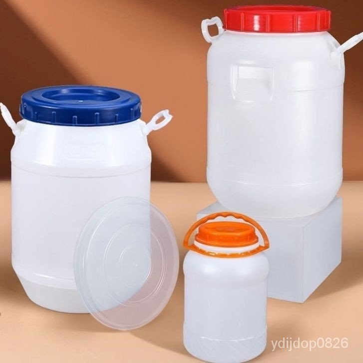 Y9C3 刻度桶 食品級水桶加厚發酵塑膠桶儲水桶收納圓桶帶蓋密封泡菜酸菜大號桶