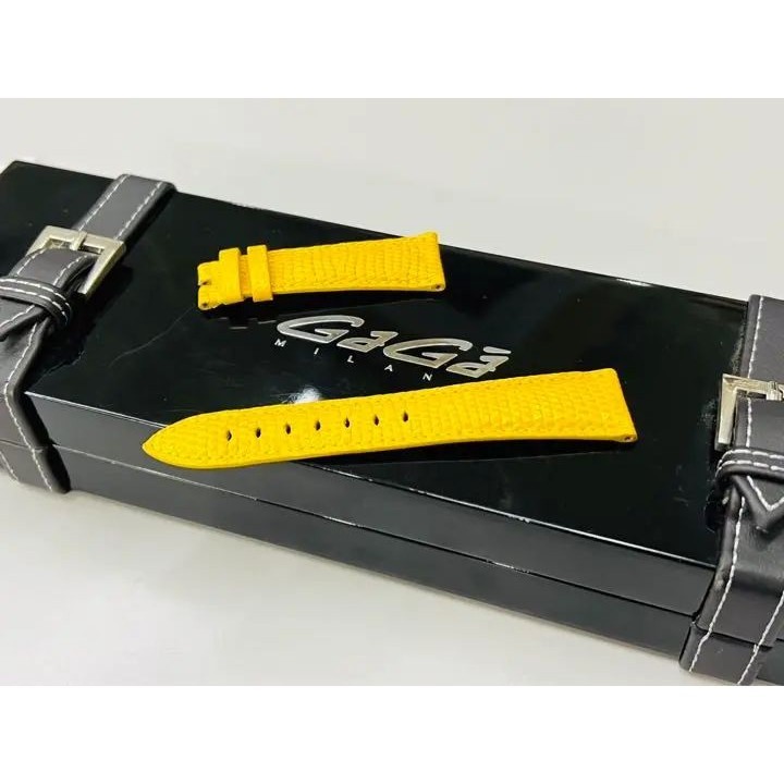 近全新 GaGa Milano 錶帶 吊繩 Manuale 40mm 皮 錶耳寬 黃色 日本直送 二手