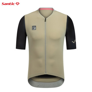 Santic 男士騎行服透氣速乾防曬口袋運動自行車短袖上衣