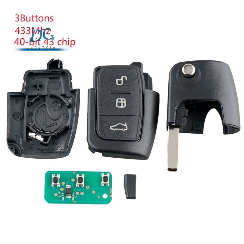 汽車智能遙控鑰匙 3 按鈕適合 Focus Fiesta 2013 Fob Case 433Mhz