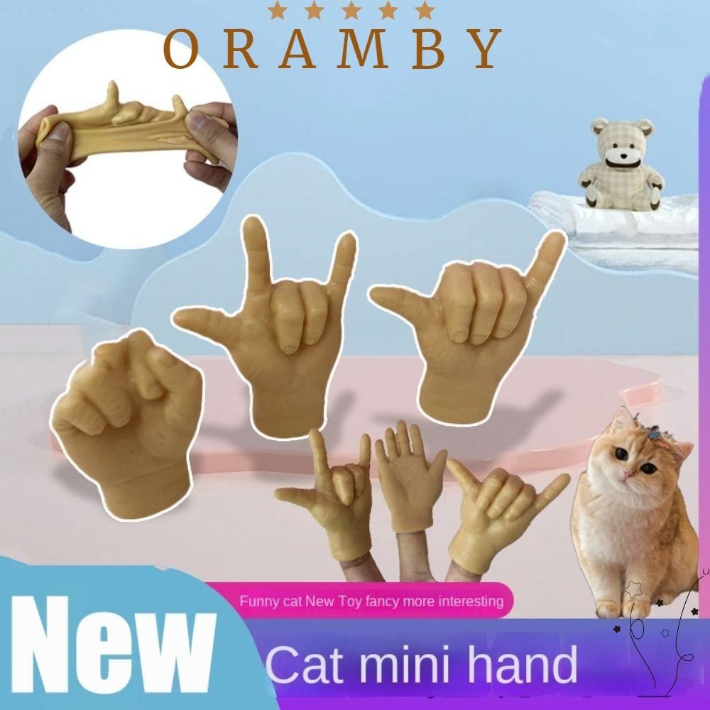ORAMBEAUTY戲弄貓手指手套,HandHuman寵物玩具貓爪套,可愛貓撫摸搞笑貓爪帽