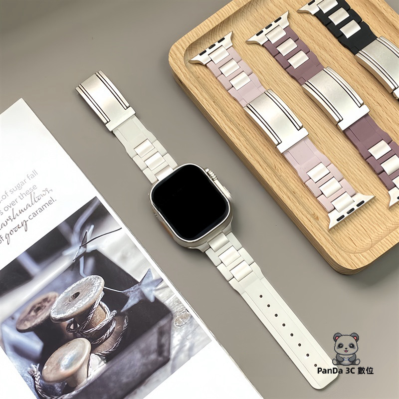 T型磁吸扣 不鏽鋼氟橡膠 適用 Apple Watch S9 ultra1/2 蘋果錶帶 8 7 6 5 41/45mm