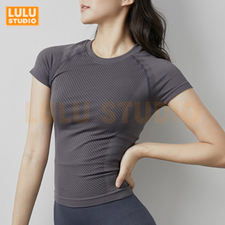 LULU【速幹運動衣】春夏款健身排汗衣女 彈力瑜伽服 跑步短袖女 排汗瑜伽服女 普拉提 顯瘦T恤 短運動上衣