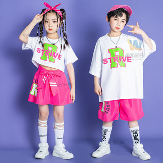 精選✨ 3-14歲兒童街舞表演服裝 爵士舞服裝 嘻哈套裝 女童街舞服裝 hiphop表演服 跳舞衣服 男童舞臺服裝嘻哈服