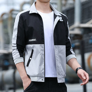 【春上新】M-5XL大碼外套 男裝外套 防風外套 春秋季新款男士翻領夾克潮流百搭拚色上衣青年學生短款風衣外套男