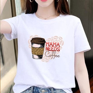 胖胖美依 短袖T卹 上衣 印花上衣 中大尺寸 S-4XL新款咖啡可愛百搭休閒女短袖氣質圓領T卹-5005.