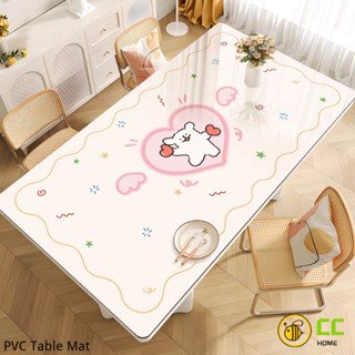 CC❤Home可愛卡通圖案pvc軟玻璃長方形餐桌墊家用防水防油耐用桌面隔熱保護墊